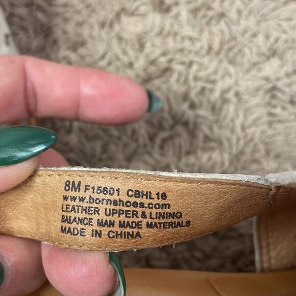 Born Women Off White Havana Perforated Design Leather Blocked Heel Sandals Sz 8 - Picture 9 of 9